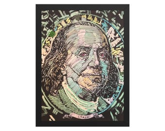 Benjamin Franklin Modern Wall Art Print Framed, Motivational Poster, Political Patriotic Print, Best Selling Items, History Teacher Gift
