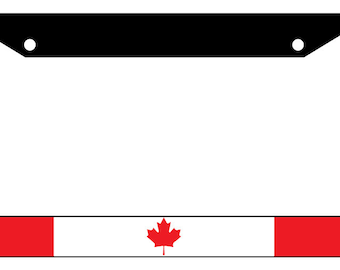 Canada//Ukraine Flag Black Plastic Car License Plate Frame Domed Colour Lens