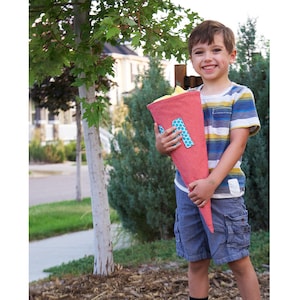 Custom - Fabric Initial Schultüte / Skolepose / School Cone / First Day of School Bag