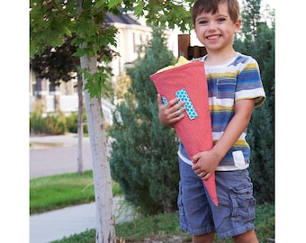 Custom - Fabric Initial Schultüte / Skolepose / School Cone / First Day of School Bag