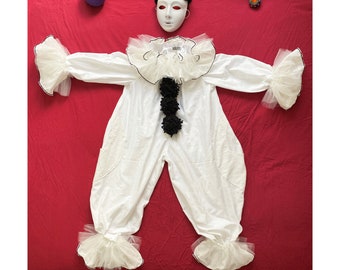 Child 6/7 Pierrot Clown Jumpsuit - Vintage Fabric - Ready to Ship