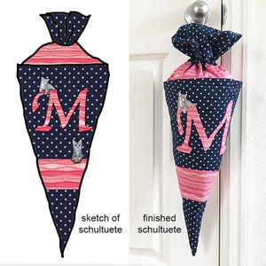 Custom Fabric Initial Schultüte / Skolepose / School Cone / First Day of School Bag image 8