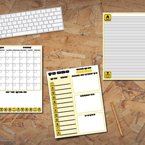 Warning Signs Themed, Instantly Downloadable 8.5&quot; x 11&quot; Planner Calendar, To Do, & Lined Paper