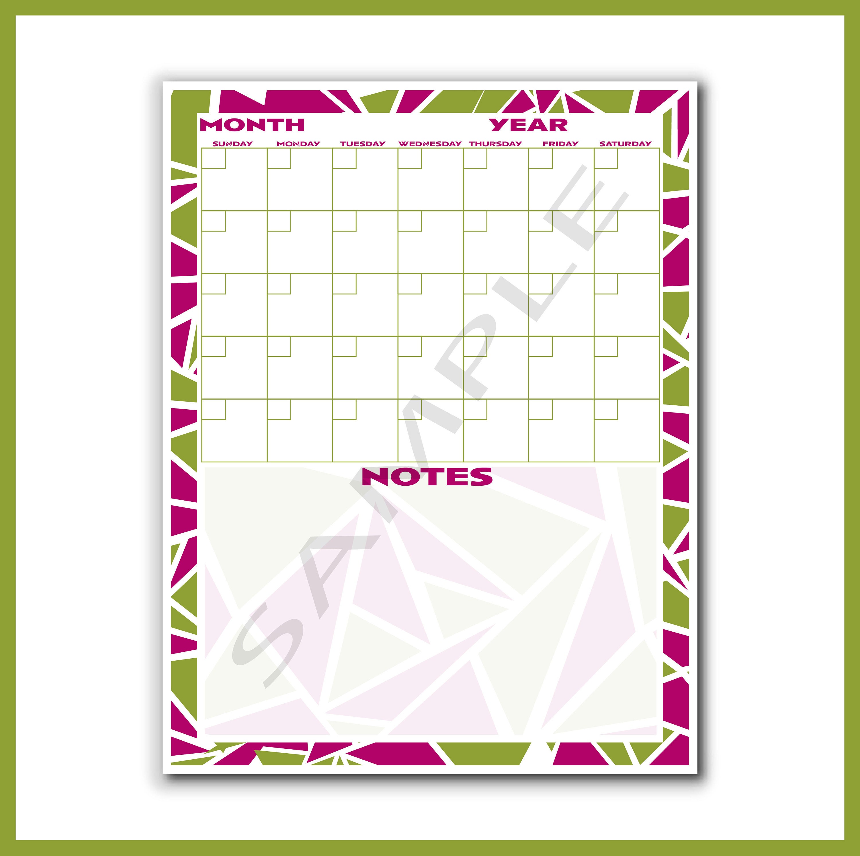 Geometric Raspberry and Green Pattern Instantly Downloadable - Etsy