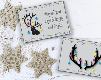 Color Blind Reindeer Antlers Christmas Card