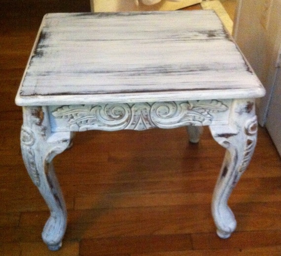 Items similar to Ornately carved shabby chic coffee table 22"x 20" on Etsy