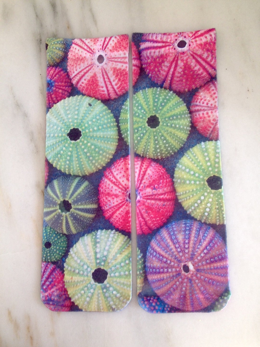 Urchin Socks Ocean Socks Sea Socks Wildlife Socks Snorkeling Apparel Pink and Green Socks Wrap