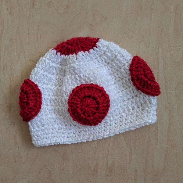 Toadstool  crochet baby hat, Mario Brothers Bros costume, baby shower gift, newborn picture, Super Bros, Hospital hat