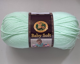 MINT, Lion Brand Yarn, Baby Soft, Weight, 140 grm or 5 oz, 459 yd/420m, Color #168 MINT