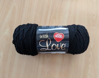 BLACK - Red Heart With Love , 7 oz 370 yards or 198 gram 338 m, Knitting, Crochet