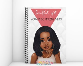Black Girl Personalized Notebook, Entreprise appartenant à des Noirs, Black Queen, Black Girl, Planificateur personnalisé, Carnet à spirale, Black Girl Magic, Cadeau