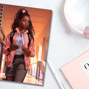 Cuaderno personalizado de niña negra, negocio de propiedad negra, reina negra, niña negra, planificador personalizado, cuaderno espiral, magia de niña negra, regalo