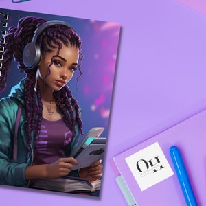 Cuaderno personalizado de niña negra, negocio de propiedad negra, reina negra, niña negra, planificador personalizado, cuaderno espiral, magia de niña negra, regalo