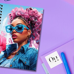 Cuaderno personalizado de niña negra, negocio de propiedad negra, reina negra, niña negra, planificador personalizado, cuaderno espiral, magia de niña negra, regalo