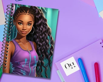 Carnet personnalisé de fille noire, entreprise appartenant à des Noirs, reine noire, fille noire, planificateur personnalisé, cahier à spirale, magie de fille noire, cadeau