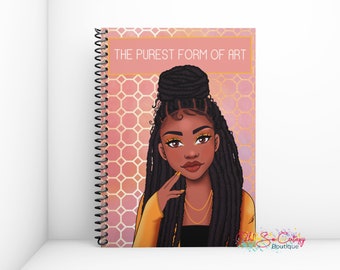 Black Girl Personalized Notebook, Black Owned Business, Black Queen, Black Girl, Custom Planner, Spiral Notebook, Black Girl Magic, Gift