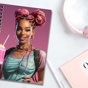 Cuaderno personalizado de niña negra, negocio de propiedad negra, reina negra, niña negra, planificador personalizado, cuaderno espiral, magia de niña negra, regalo