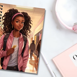 Cuaderno personalizado de niña negra, negocio de propiedad negra, reina negra, niña negra, planificador personalizado, cuaderno espiral, magia de niña negra, regalo