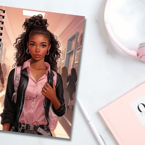 Cuaderno personalizado de niña negra, negocio de propiedad negra, reina negra, niña negra, planificador personalizado, cuaderno espiral, magia de niña negra, regalo