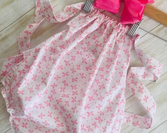 Pink Bow Baby/Toddler Girl Romper & Bow Set