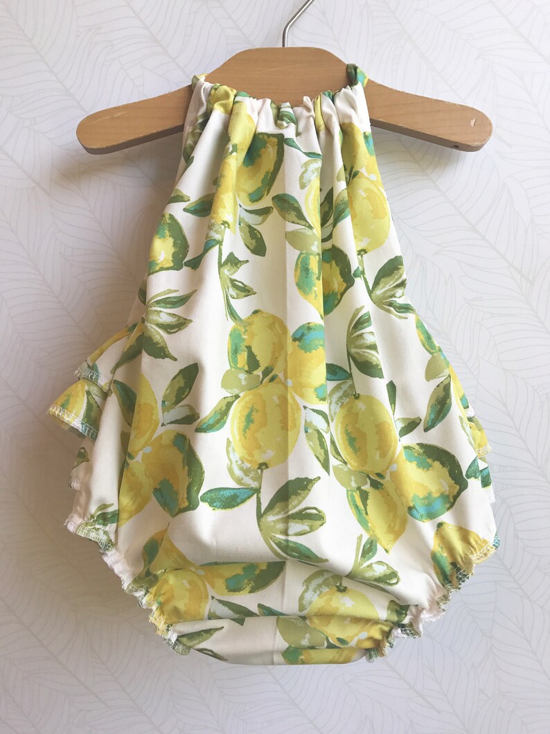 Lemon Drops Ruffled Baby Girl Romper. Baby Girl Romper. Baby Etsy