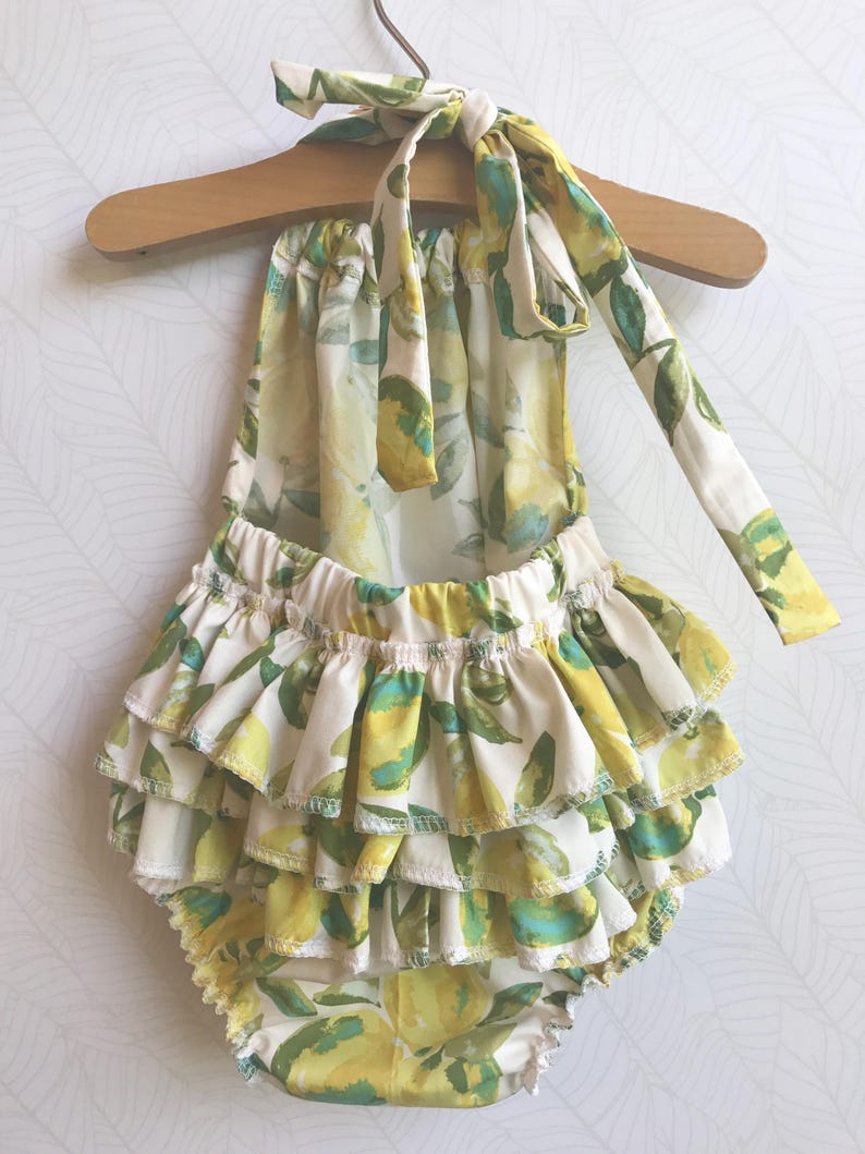 Lemon Drops Ruffled Baby Girl Romper. Baby Girl Romper. Baby Etsy
