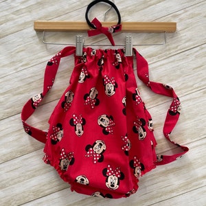 Minnie Inspired Baby/Toddler Girl Romper & Headband Set