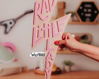 Rad Little Lady Lightning Bolt Sign Nursery Decor