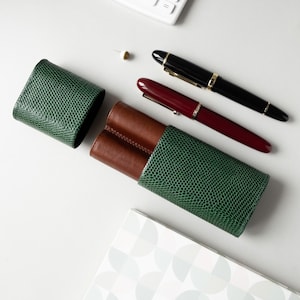 Personalized Leather Pen Case: Montblanc 149, Crocodile Pen Pouch Engraved Initials