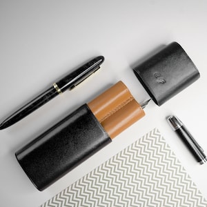 Personalized pen case, Fountain pen case for him, Leather pencil case, Minimalist pen case, Pen holder  Birthday gift for men, 2 pen case.