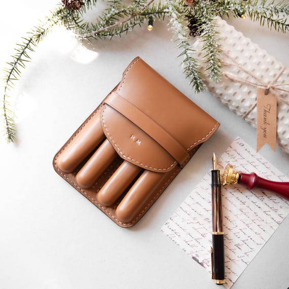 Luxury Leather Pen Case 4 Slot Fountain Pen Pouch Pen Holder With Four Dividers 4 Fountain Pen Organizer Personalised Gift for Him Etsy