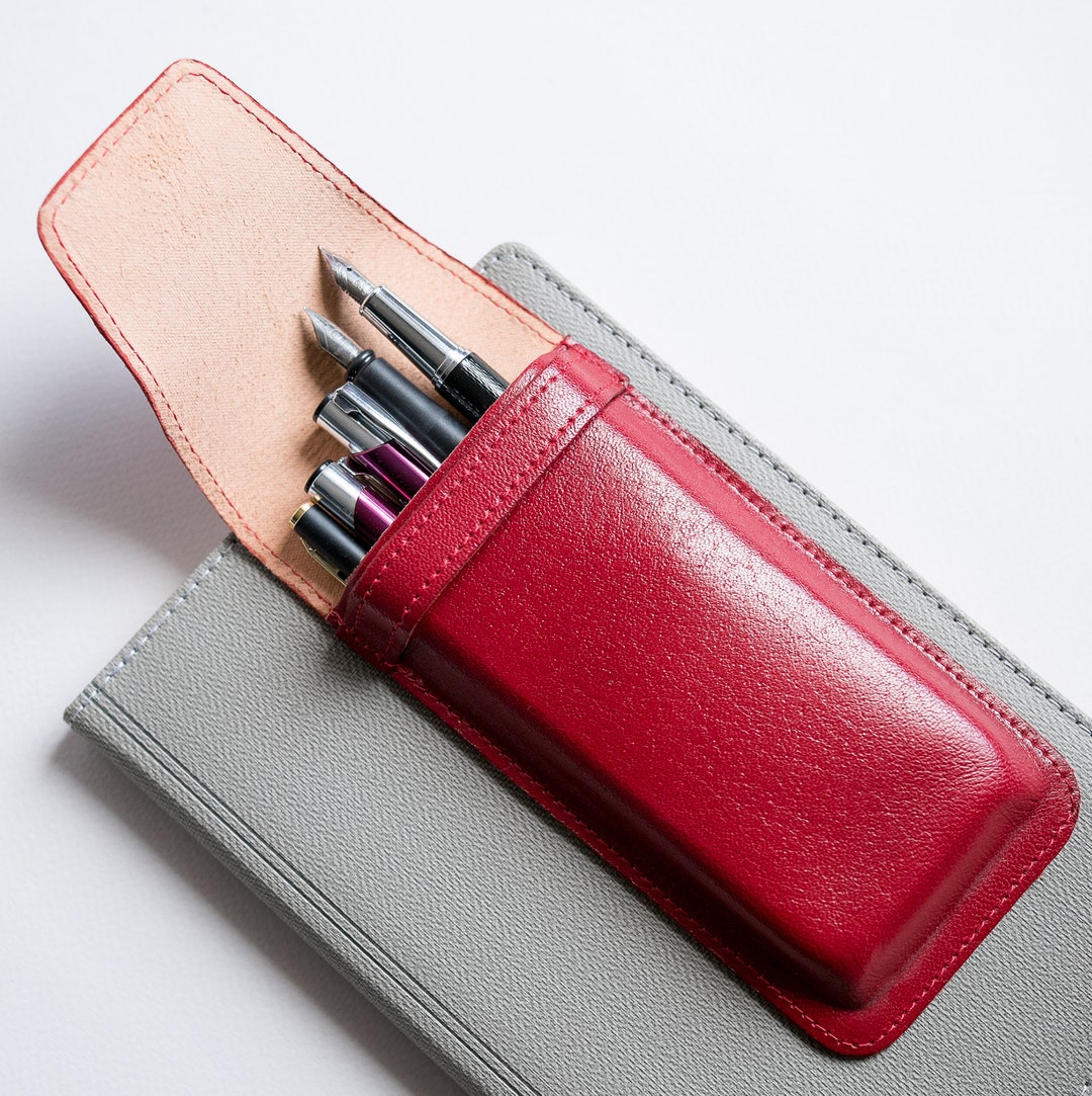 Leather Pen Case for 4 Pens Handmade Pen Case Fountain Pen Etsy