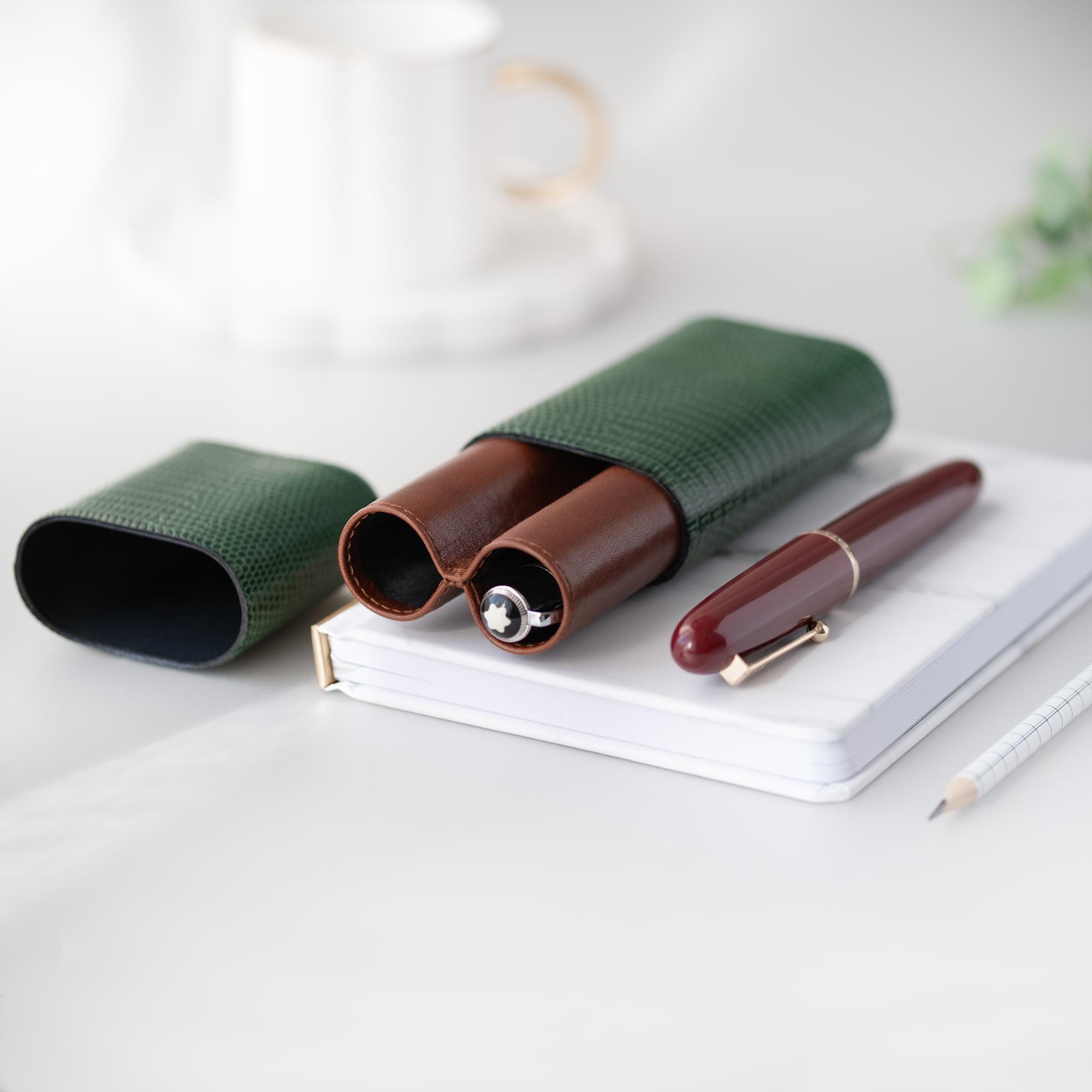 パーソナライズされたレザーペンケース：モンブラン149、イニシャル