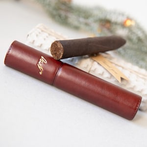 Étui de voyage à cigares personnalisé pour hommes d'honneur, Étui à cigares en cuir gravé pour mari, Porte-cigares de luxe, Cave à cigares tube en cuir
