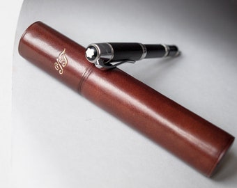 Étui à stylos en cuir, porte-plume en cuir, cadeau personnalisé pour lui, cadeau de professeur avec manche de stylo marron, accessoires en cuir pour homme, cadeau de bureau