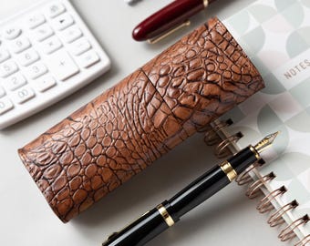 Alligatorleren etui voor grote vulpen, Montblanc 149-houder, luxe cadeau voor advocaten