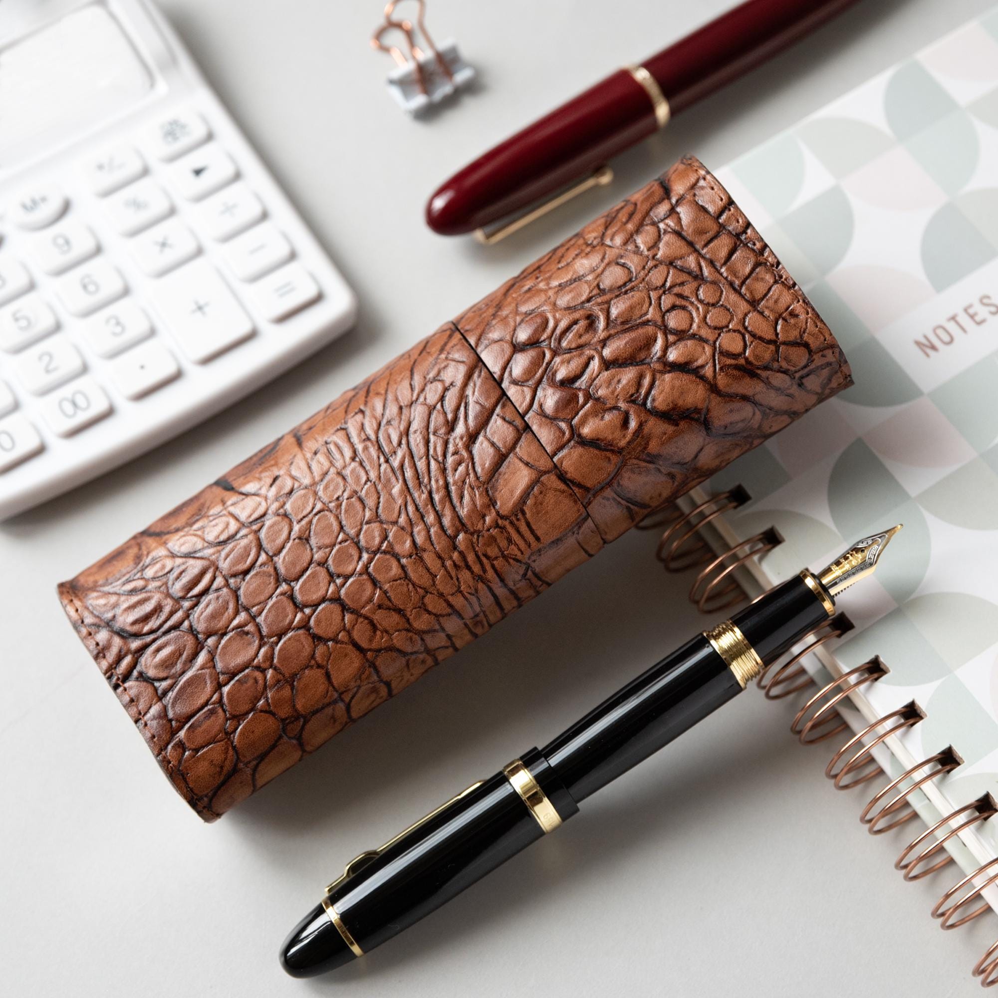 【希少】モンブラン カーフレザー クロコ型押しペンケース モンブラン ペンケース フローレンス クロコダイル・スタイル