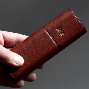 Étui à stylos en cuir pour deux stylos, étui à stylo plume pour homme, cadeaux pour la fête des pères, pochette en cuir, cadeau pour professeur, pochette pour stylo plume artisanal