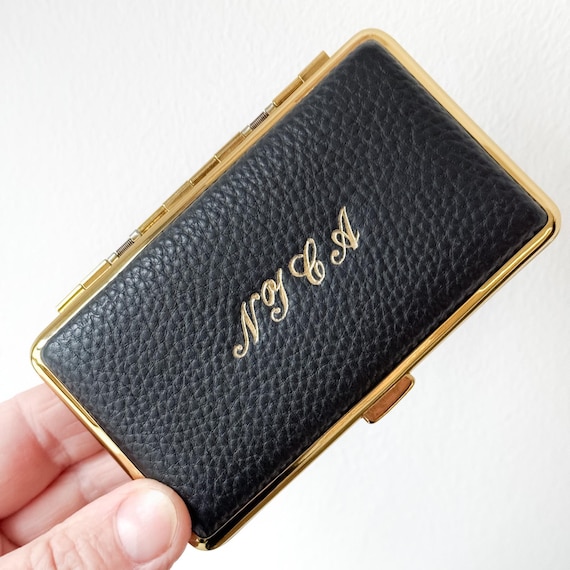 customizable cigarette case Customizable Slim Cigarette Case for Him, Personalized Cigarette Box,  Leather Cigarette Case, Gold Cigarette Case Wedding Gift for Groom