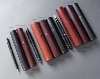 Personalized leather pen case, fountain pen case, pen sleeve, etui for ballpoint pen, wedding gift, father of the bride, groomsmen gift