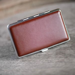 Portasigarette lungo in pelle, Portasigarette regalo personalizzato, Portasigarette personalizzato, Portasigarette, Scatola per sigarette in pelle, Portasigarette sottile