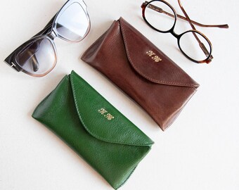 Estuche de cuero personalizado para gafas: hecho a mano, con cierre magnético, funda extragrande para gafas de sol.