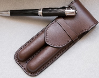 Stylish Pen Case with Compartments for Men, Sleek Leather Pen Pouch with Soft Interior Lining for Ultimate Fountain Pen Protection