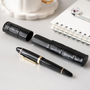 Crocodile Embossed Leather Pen Case: Montblanc 149, Personalized Pen Sleeve
