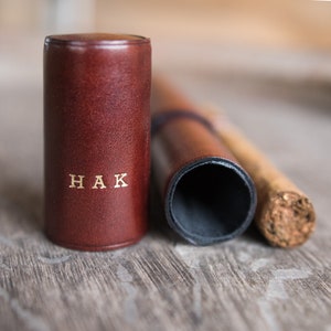 Leather Cigar Travel Case Personalized Best Gift for Him, Cigar Case Tube, Groomsman Cigar Box, Leather Cigar Holder Christmas Gift for Him