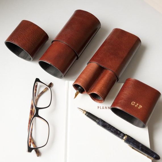Personalized leather set for man, Leather gift set for men, Father in law gift set, Sunglass case and Pen case, Luxury wedding gift for Dad