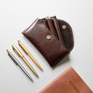 Estojo triplo para caneta com fecho magnético, Caneta-tinteiro tipo bolsa, Estojo para caneta com porta-cartão, Estojo para caneta-tinteiro personalizado, Melhor presente para ele