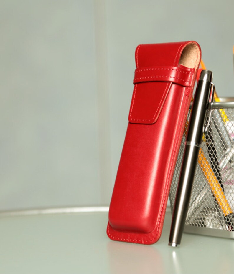 Leather pencil case Organizer. Red Valentines Day gift for her Love gift Pencil case Valentines Day pencil case Leather pen case