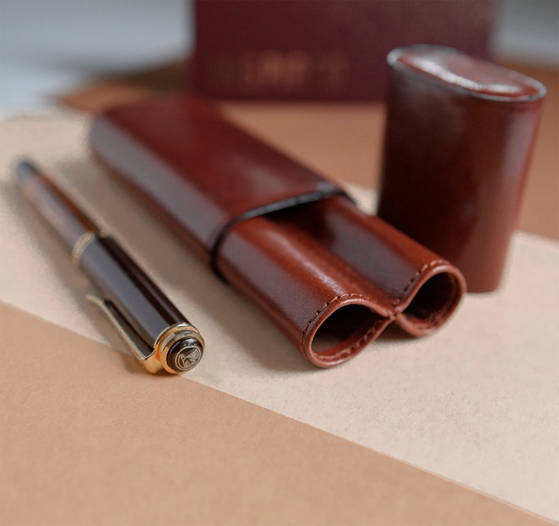 Leather Pen Case for Two Pens Fountain Pen Case for Man Etsy UK