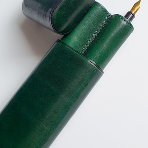 Astuccio portapenne personalizzato verde smeraldo, astuccio portapenne stilografica 2 divisori, astuccio portapenne in pelle per avvocato, 2 custodie per penne, regalo di Natale per il migliore amico